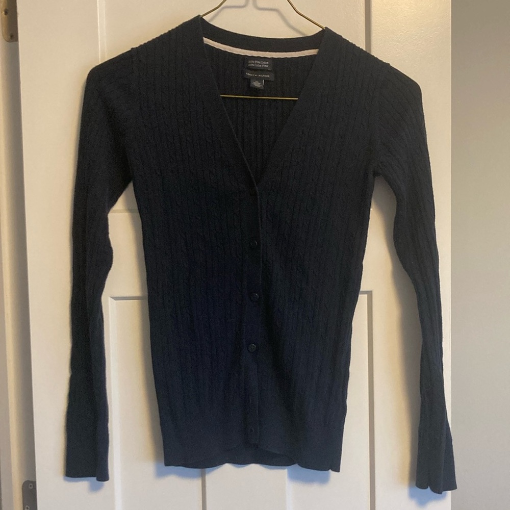 Navy button down sweater